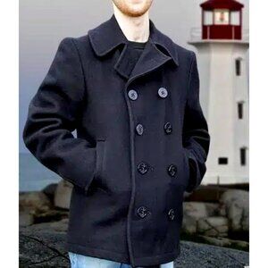 Sterlingwear Black Wool Military Style Peacoat 48R